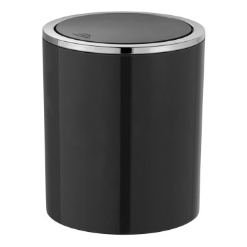 WENKO 23934100 - INCA Waste Bin 14 x 16.8 cm Black/Polished Chrome