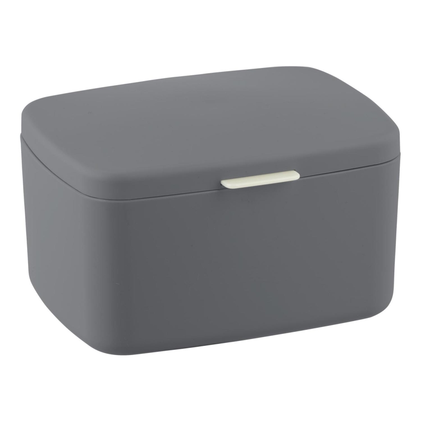 WENKO 23981100 - BARCELONA Storage Box, 19.5 x 16 cm, Anthracite/Polished Chrome