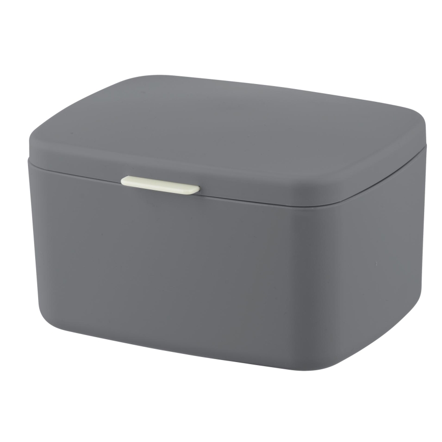 WENKO 23981100 - BARCELONA Storage Box, 19.5 x 16 cm, Anthracite/Polished Chrome