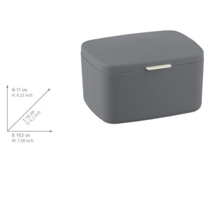WENKO 23981100 - BARCELONA Storage Box, 19.5 x 16 cm, Anthracite/Polished Chrome