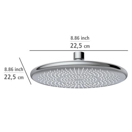 WENKO 23998100 - WATERSAVING SYSTEM Showerhead 22.5 x 22.5 cm, Polished Chrome