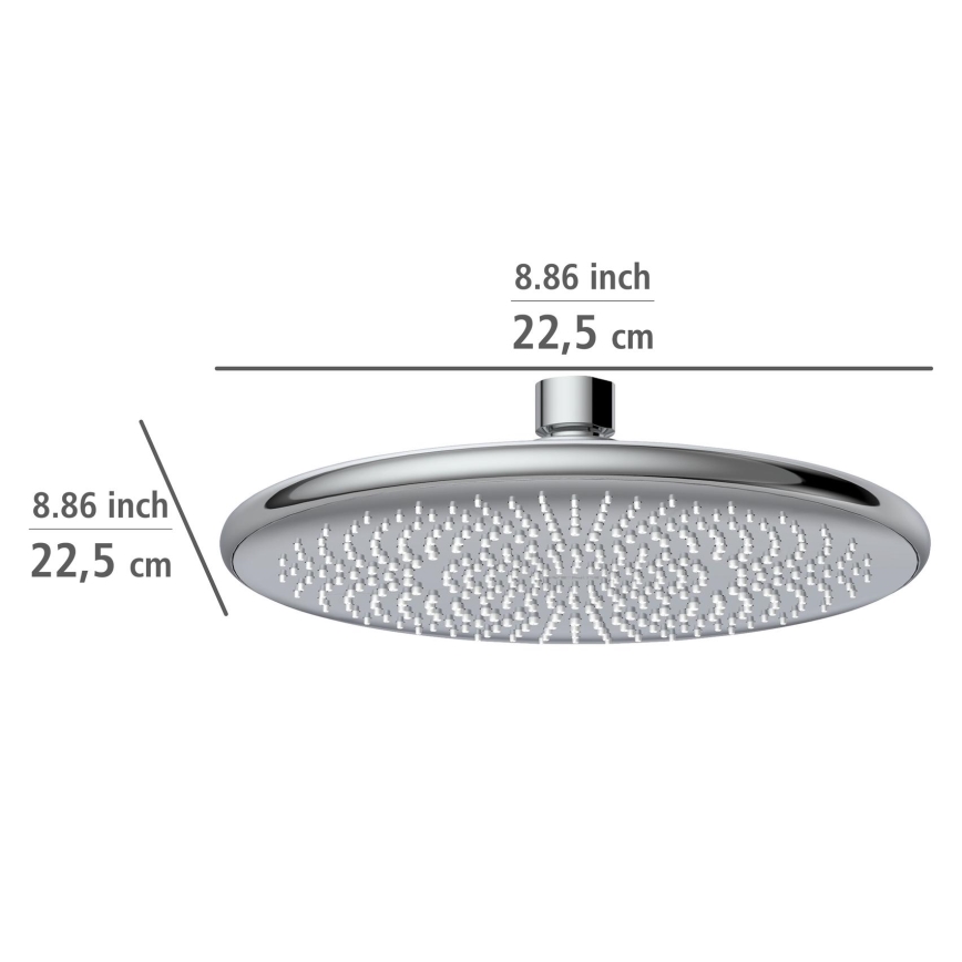 WENKO 23998100 - WATERSAVING SYSTEM Showerhead 22.5 x 22.5 cm, Polished Chrome