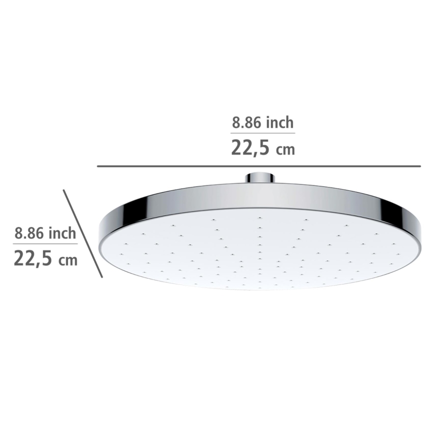 WENKO 24000100 - Automatic Cleaning Shower Head, 22.5 x 22.5 cm, Polished Chrome/White