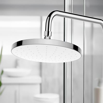 WENKO 24000100 - Automatic Cleaning Shower Head, 22.5 x 22.5 cm, Polished Chrome/White