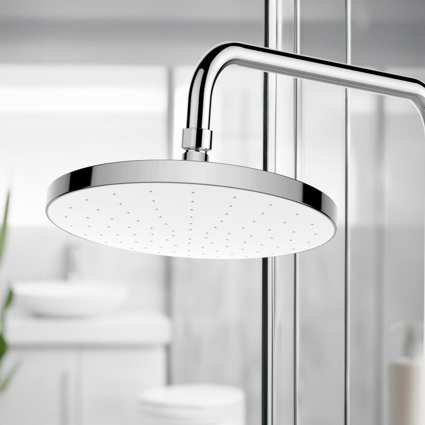 WENKO 24000100 - Automatic Cleaning Shower Head, 22.5 x 22.5 cm, Polished Chrome/White