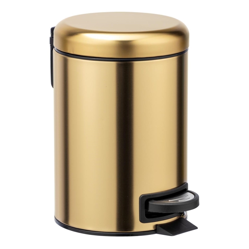 WENKO 24009800 - LEMAN Waste Bin 17x25 cm stainless steel/gold/black