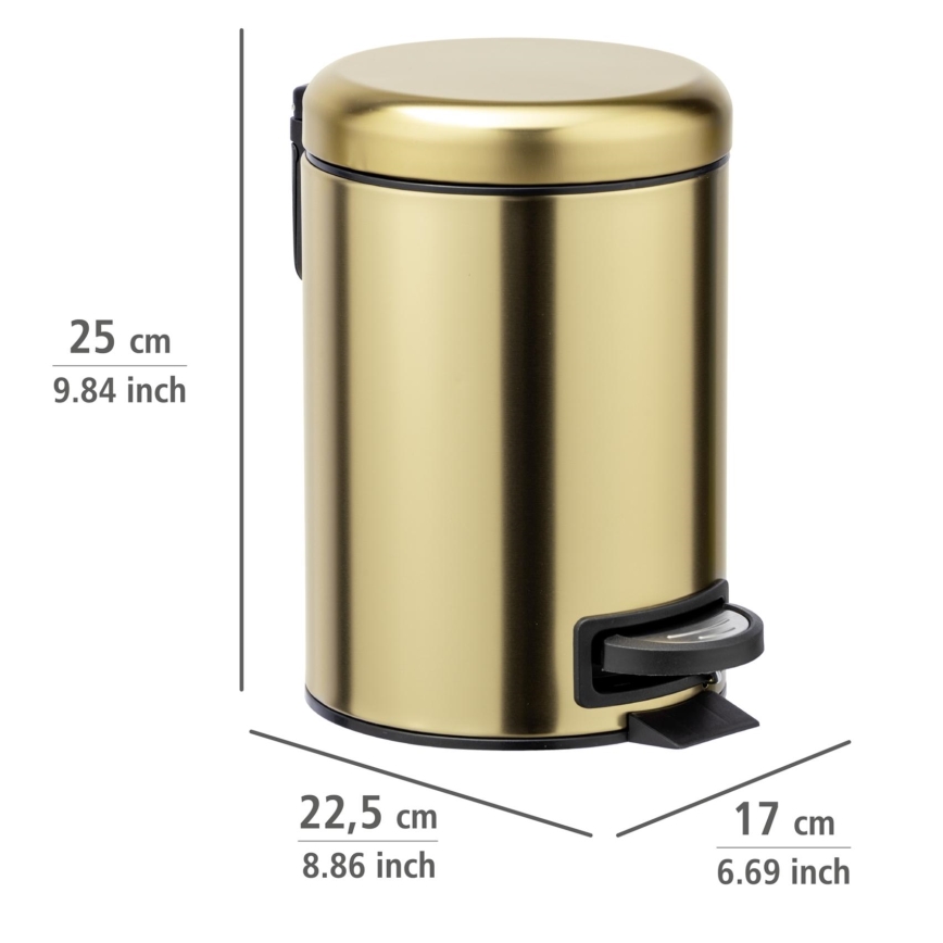 WENKO 24009800 - LEMAN Waste Bin 17x25 cm stainless steel/gold/black