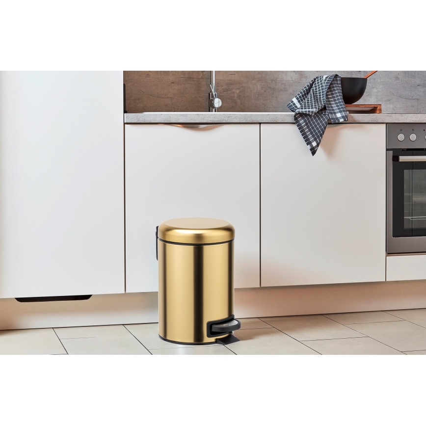 WENKO 24009800 - LEMAN Waste Bin 17x25 cm stainless steel/gold/black