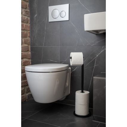 WENKO 24034100 - Toilet paper holder 21x55 cm black/silver