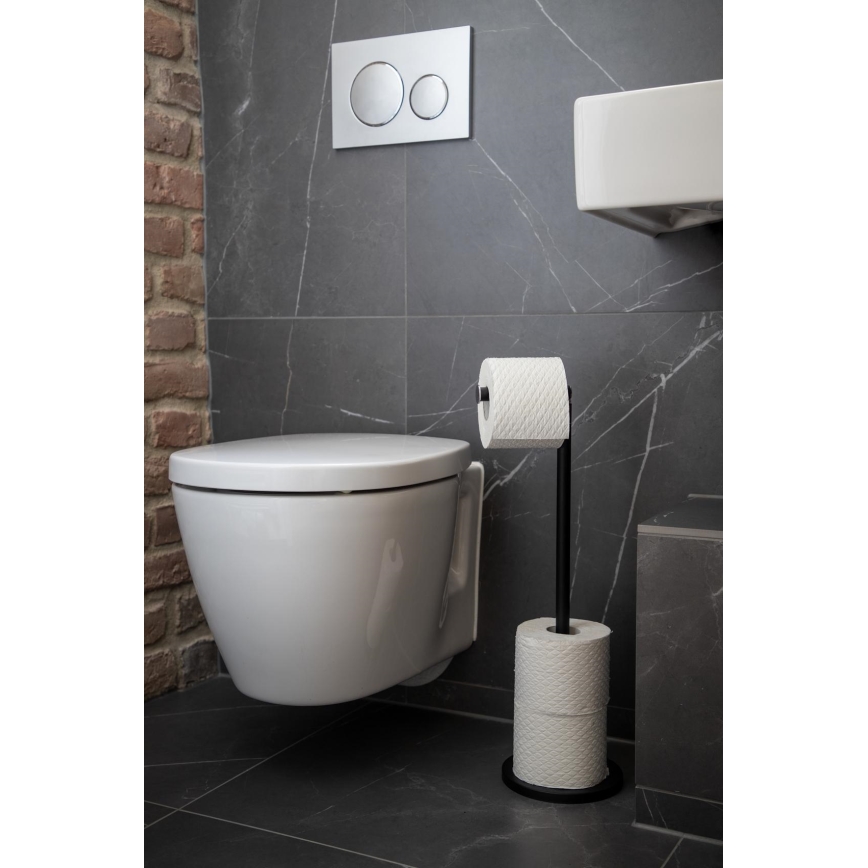WENKO 24034100 - Toilet paper holder 21x55 cm black/silver