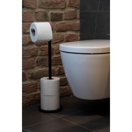 WENKO 24034100 - Toilet paper holder 21x55 cm black/silver