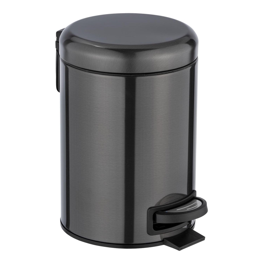 WENKO 24035100 - LEMAN Bin 17x25 cm stainless steel/black