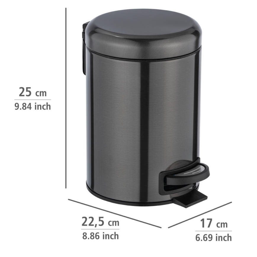 WENKO 24035100 - LEMAN Bin 17x25 cm stainless steel/black