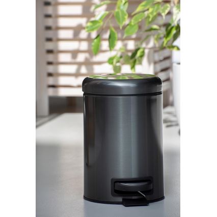 WENKO 24035100 - LEMAN Bin 17x25 cm stainless steel/black
