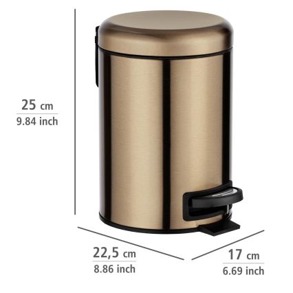 WENKO 24036100 - LEMAN Bin 17x25 cm stainless steel/copper/black