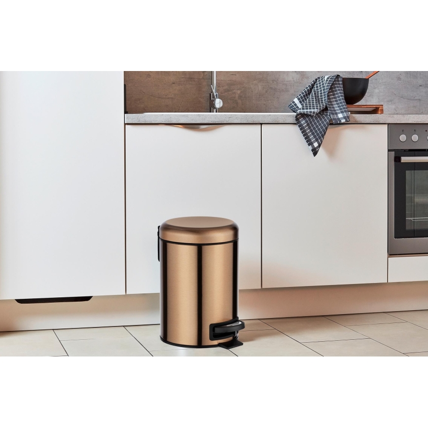 WENKO 24036100 - LEMAN Bin 17x25 cm stainless steel/copper/black