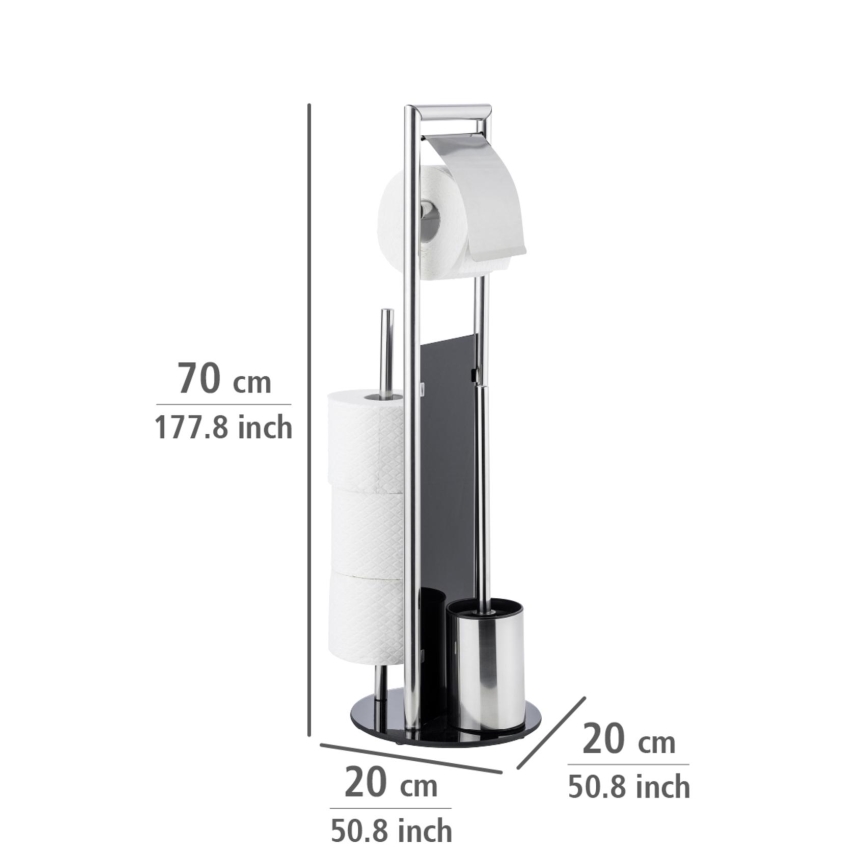 WENKO 24075800 - RAVINA toilet set 20x707 cm stainless steel/silver/black