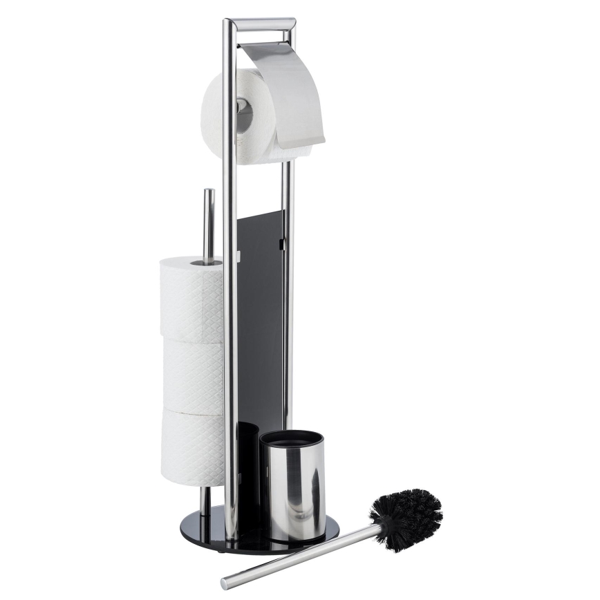 WENKO 24075800 - RAVINA toilet set 20x707 cm stainless steel/silver/black