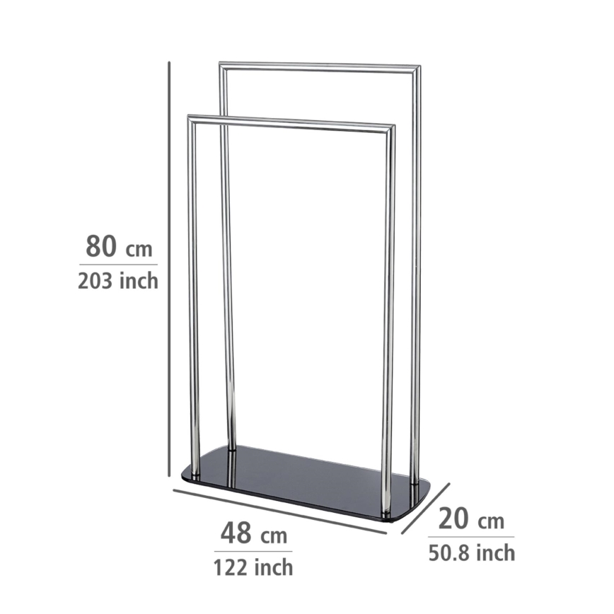WENKO 24076800 - RAVINA Towel Rack 48x80 cm stainless steel/silver/black