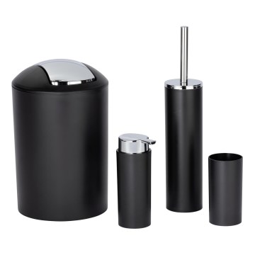WENKO 24078800 - CALVO Set 6.5 x 13 cm, Black / Polished Chrome