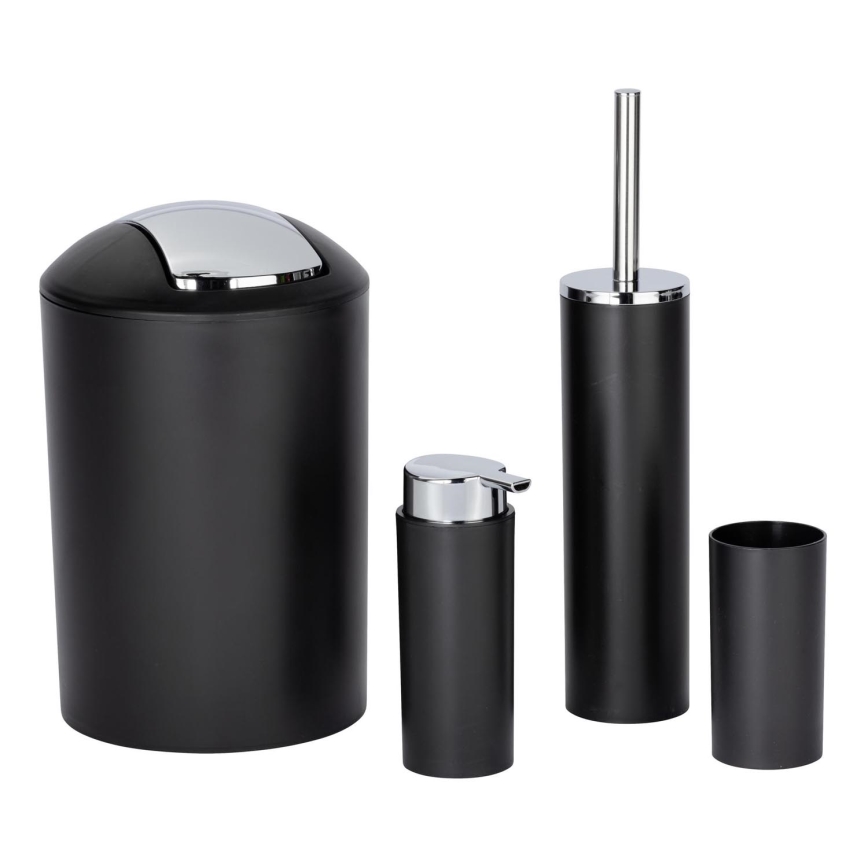 WENKO 24078800 - CALVO Set 6.5 x 13 cm, Black / Polished Chrome