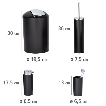 WENKO 24078800 - CALVO Set 6.5 x 13 cm, Black / Polished Chrome