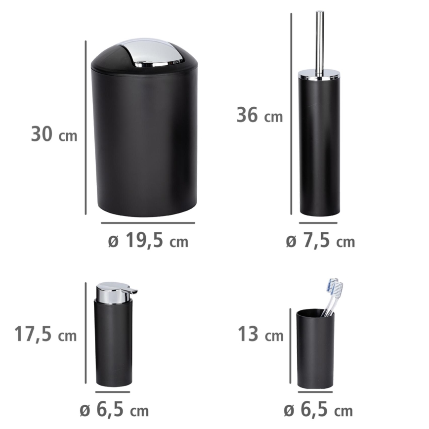 WENKO 24078800 - CALVO Set 6.5 x 13 cm, Black / Polished Chrome