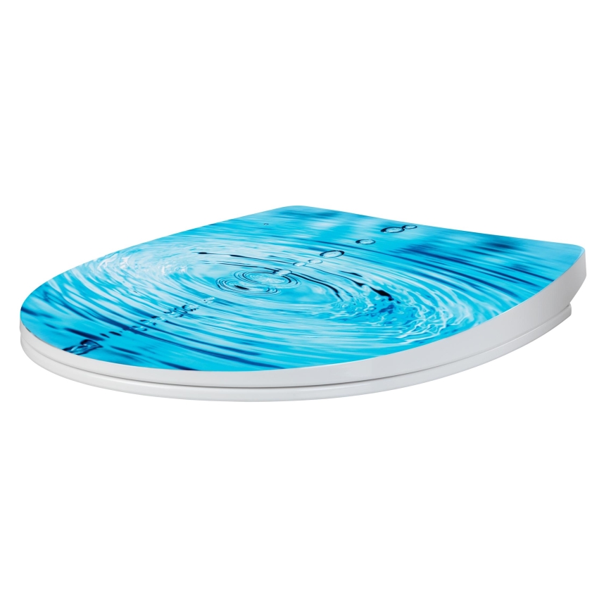 WENKO 24082800 - DROPLETS Toilet Seat 45 x 38.8 cm Blue/White