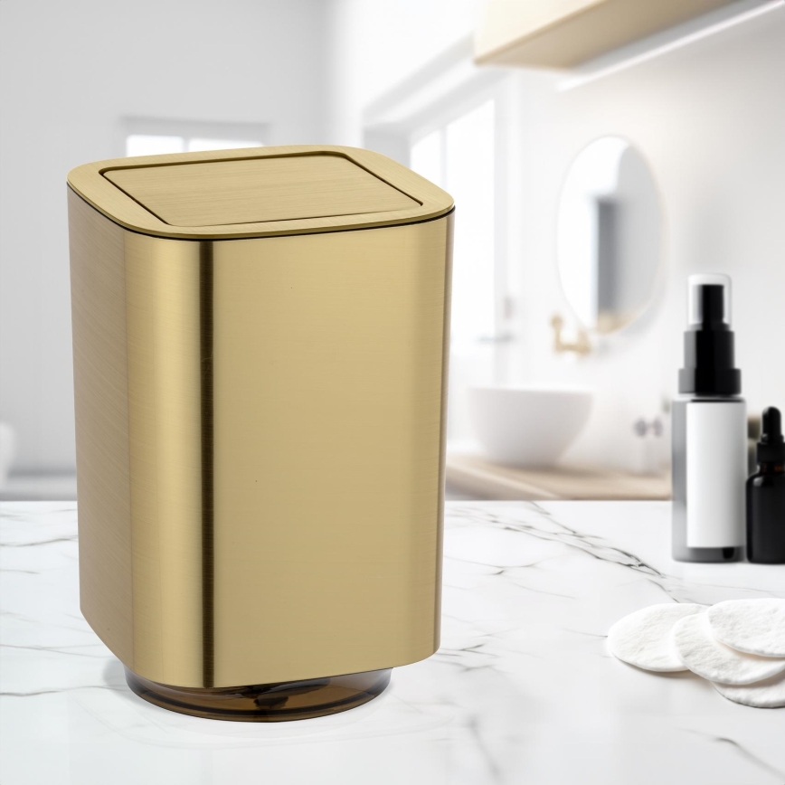 WENKO 24163100 - AURON Waste Bin 17 x 25.5 cm, Gold
