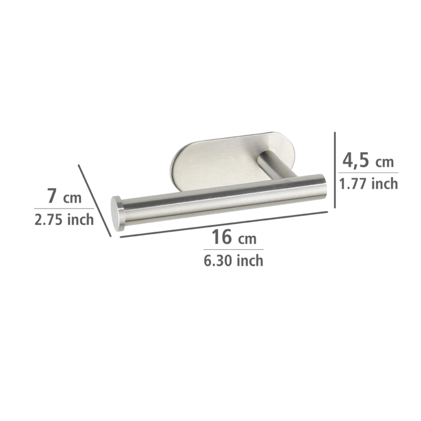 WENKO 24166100 - Toilet paper holder TURBO-LOC OREA MATT 16x7 cm stainless steel/silver