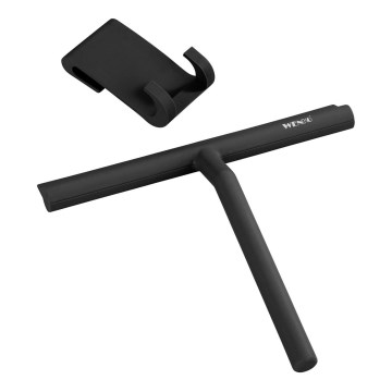 WENKO 24171100 - MOLA Shower Squeegee 21 x 24.5 cm, Stainless Steel/Black