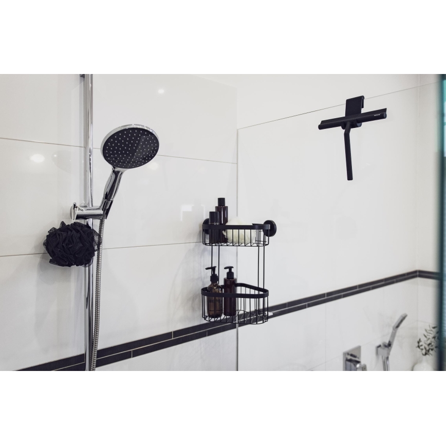 WENKO 24171100 - MOLA Shower Squeegee 21 x 24.5 cm, Stainless Steel/Black