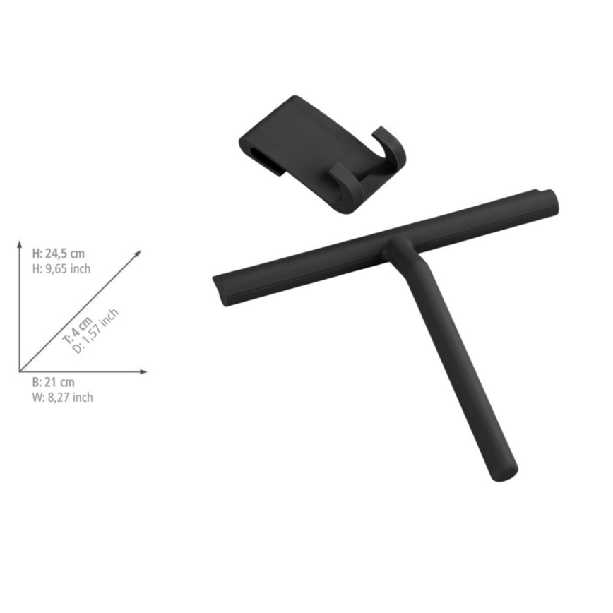 WENKO 24171100 - MOLA Shower Squeegee 21 x 24.5 cm, Stainless Steel/Black