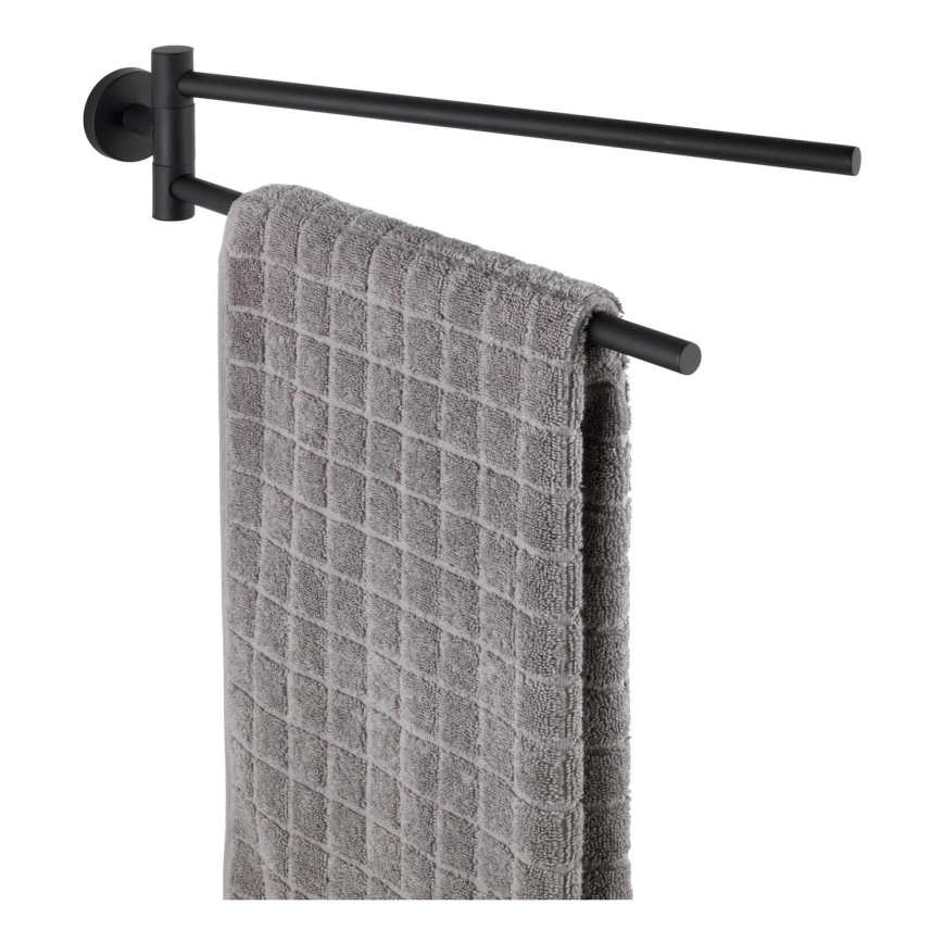 WENKO 24238100-Towel holder BOSIO BLACK 5,5x43 cm stainless steel/silver