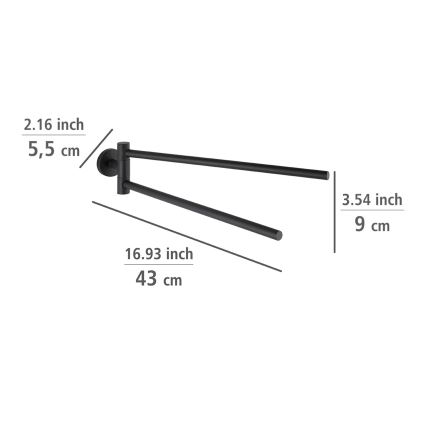WENKO 24238100-Towel holder BOSIO BLACK 5,5x43 cm stainless steel/silver