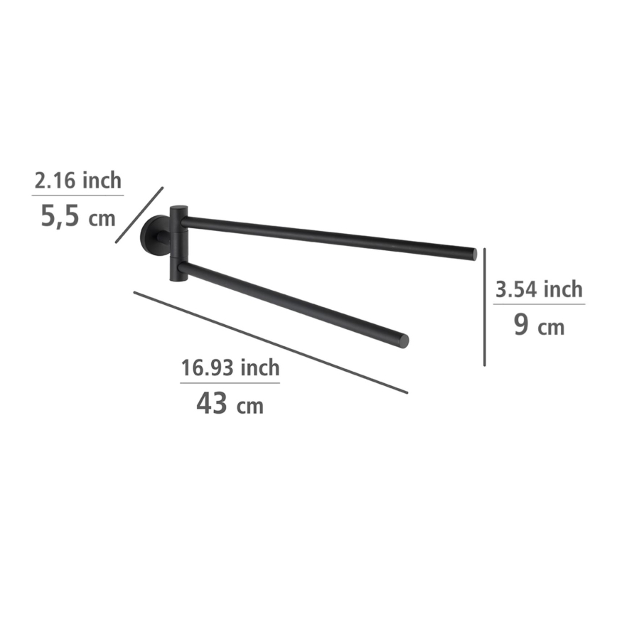 WENKO 24238100-Towel holder BOSIO BLACK 5,5x43 cm stainless steel/silver
