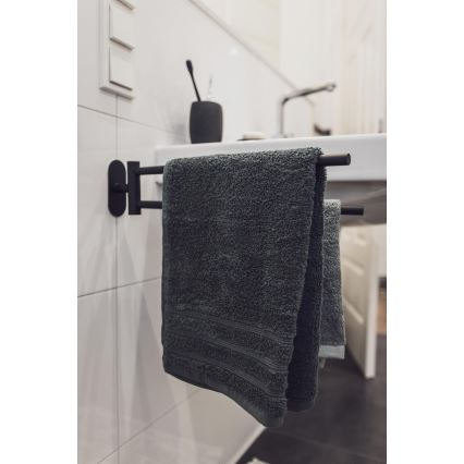 WENKO 24238100-Towel holder BOSIO BLACK 5,5x43 cm stainless steel/silver