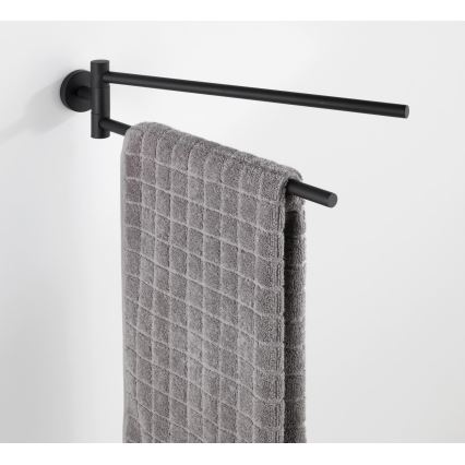 WENKO 24238100-Towel holder BOSIO BLACK 5,5x43 cm stainless steel/silver
