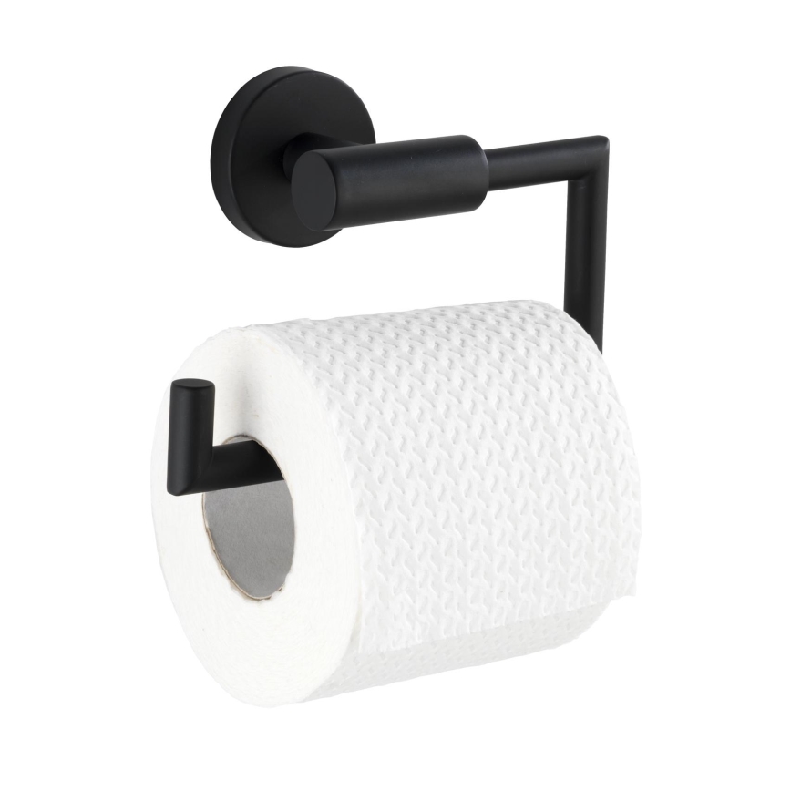 WENKO 24240100 - BOSIO BLACK Toilet Paper Holder, 15 x 10.5 cm, Stainless Steel/Silver