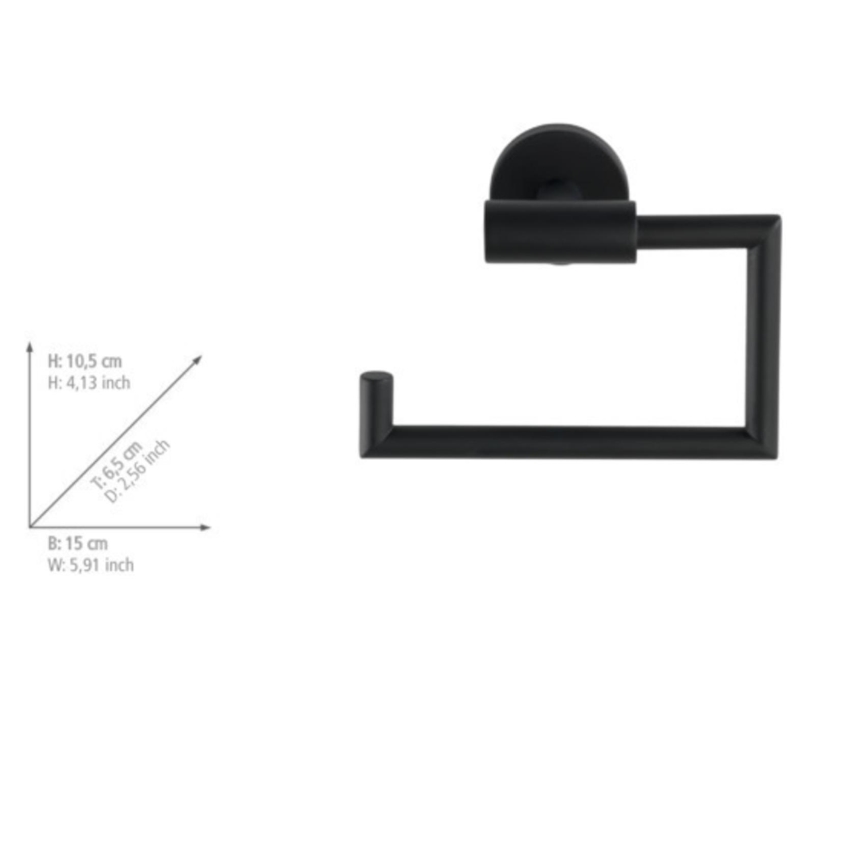 WENKO 24240100 - BOSIO BLACK Toilet Paper Holder, 15 x 10.5 cm, Stainless Steel/Silver