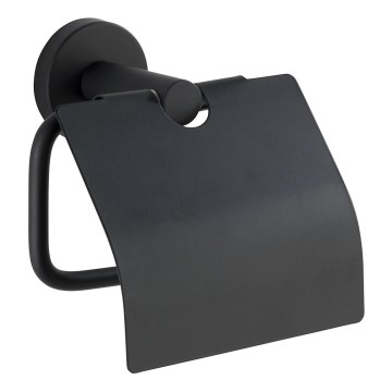 WENKO 24241100 - BOSIO BLACK Toilet Paper Holder 15 x 13.5 cm, stainless steel/silver