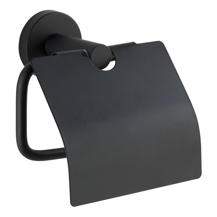 WENKO 24241100 - BOSIO BLACK Toilet Paper Holder 15 x 13.5 cm, stainless steel/silver