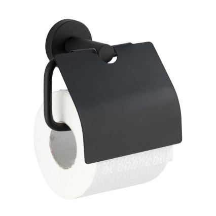 WENKO 24241100 - BOSIO BLACK Toilet Paper Holder 15 x 13.5 cm, stainless steel/silver