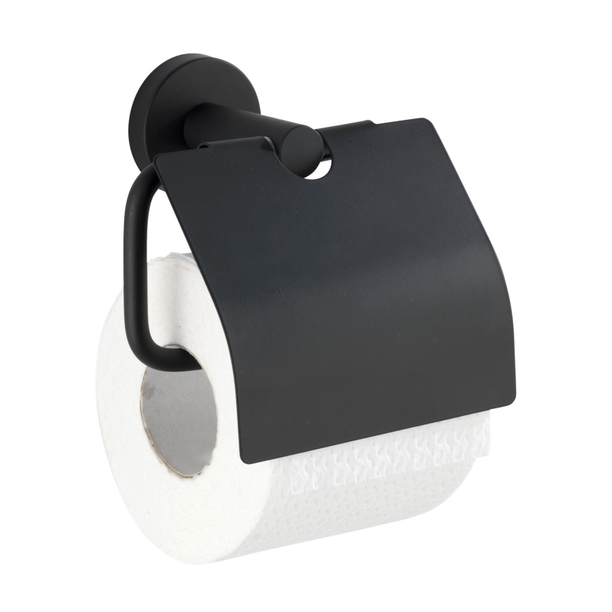 WENKO 24241100 - BOSIO BLACK Toilet Paper Holder 15 x 13.5 cm, stainless steel/silver