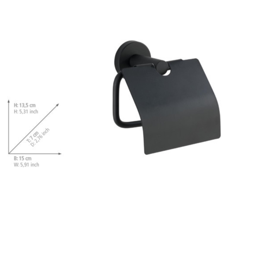 WENKO 24241100 - BOSIO BLACK Toilet Paper Holder 15 x 13.5 cm, stainless steel/silver