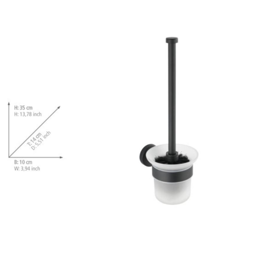WENKO 24243100-WC BOSIO BLACK Toilet Brush 10x35 cm, stainless steel/silver/satin