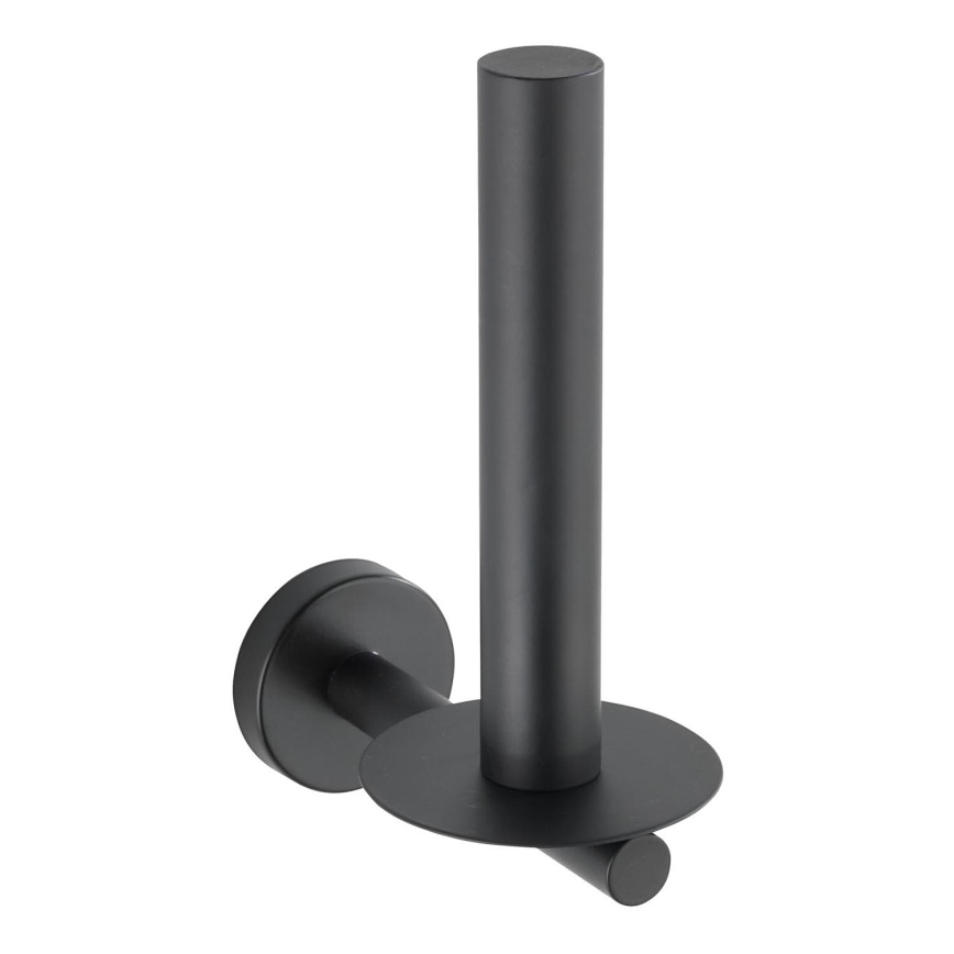 WENKO 24262100-Toilet paper holder BOSIO BLACK 8x18 cm stainless steel/silver