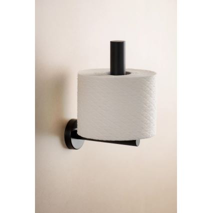 WENKO 24262100-Toilet paper holder BOSIO BLACK 8x18 cm stainless steel/silver