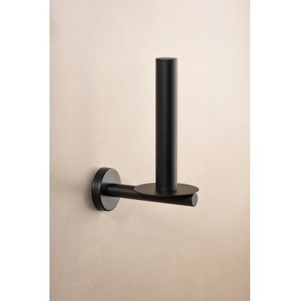 WENKO 24262100-Toilet paper holder BOSIO BLACK 8x18 cm stainless steel/silver