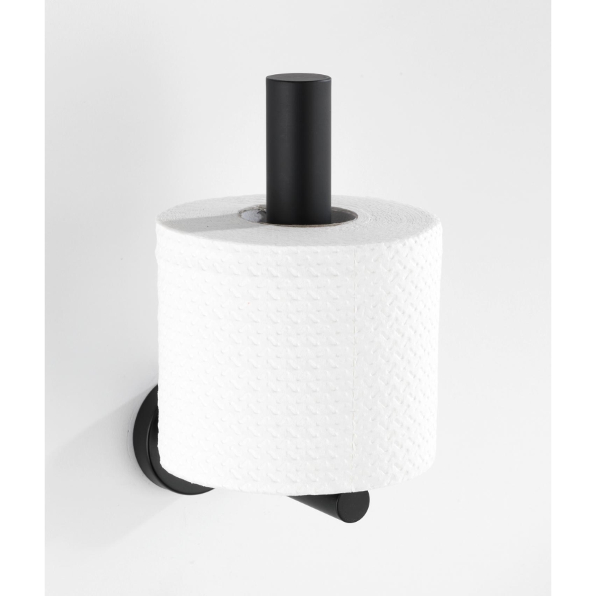 WENKO 24262100-Toilet paper holder BOSIO BLACK 8x18 cm stainless steel/silver
